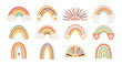 © Tatiana - Set of doodles, hand drawn rainbows in retro boho style. Baby stickers, scrapbook icons. Minimal abstract art. Vector