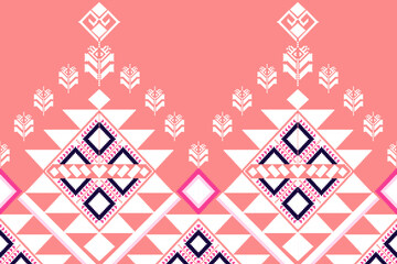 Ethnic pattern designs, ethnic pattern graphics, geometric shapes and flowers are used for weaving ,rug,clothing, wrap, batik, fabric, embroidery style illustration, Ethnic abstract pixel art style