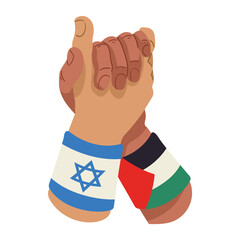 Sticker - israel and palestine flags in handshake