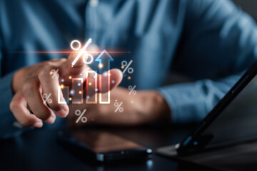 Aufkleber - Growth of portfolio investing on stock market management, Steps planning for development and business concept...