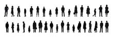 Large Collection Of Silhouette Concepts. Set Of Silhouettes Of People Of Different Ages. Vector Illustration