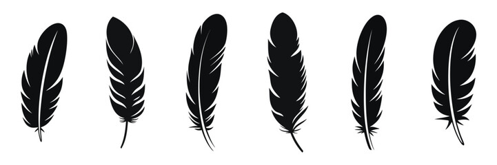 Feather Set icon, logo isolated on white background. Vector illustration