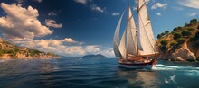 Sailing Yacht At Sea Banner Generative AI