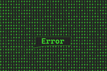 Binary code, green numbers, dark screen. Matrix on the background. Binary programming code. Green numbers, zero and one