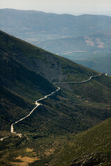 Sticker - Top view of winding mountain road in the Serra da Estrela in Portugal.