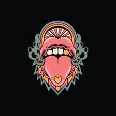 Wall Mural - trippy mouth illustration vector design