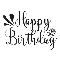 Wall Mural - Happy birthday handwritten text lettering on white background. Happy Birthday Hand drawn text phrase. Vector illustration.