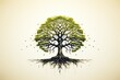 Tree with deep roots - Sustainability Symbolism - Illustration - AI Generated