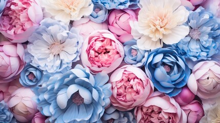 Wall Mural - Background made of pastel colored peonies. Flowers wallpaper.  