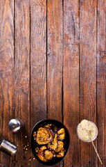 Poster - fried egg plant with Chinese chili sauce bowl