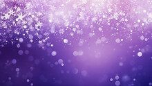 Purple Holiday Background With Snowflakes And Bokeh.