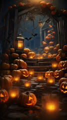 Wall Mural - halloween background with pumpkins.