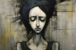 Gloomy illustration of a sad woman depicting worries and bad feelings