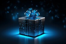 Convenient Cyber Gift Box. Ribbon Space Light. Generate Ai