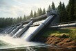 A water barrier used to generate electricity by converting the kinetic energy of flowing or falling water into mechanical energy. Generative AI