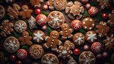 Fototapeta Uliczki - Christmas gingerbread cookies on table. Generative AI