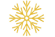 Christmas Snowflake With Golden Glitter Isolated On Transparent Background.