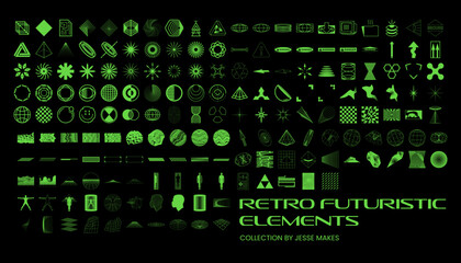 Set of Retro Futuristic Vector Elements