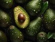Fresh avocado with water drops