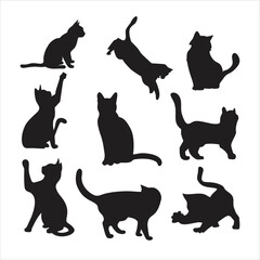 Naklejka na meble set of cats silhouettes