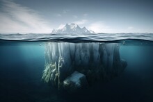 Conceptual Image Of The Underwater Risk Posed By Global Warming, Showing An Iceberg. Generative AI