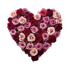Wall Mural - Bunch of red and pink colour of roses be arrange in heart shape an be isolated on white background.	