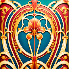 Wall Mural - Abstract floral background, art nouveau style. Generative AI