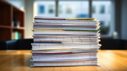 Sticker - Stack of documents on the office desk.