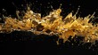 © Sukritidesign - real gold liquid splashes black and smoky background.Generative AI