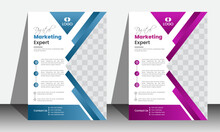 Corporate Business Flyer Template With Two Gradient Color Variation.
