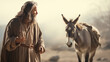 Balaam and the talking donkey, Biblical characters, blurred background