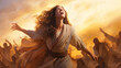 Deborah's song of victory, Biblical characters, blurred background