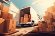 © olga_demina - Transition on wheels: moving van displays boxes for a home relocation