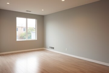 Poster - Pristine panorama: White spacious apartment, bathed in light, waiting for minimalist touch