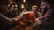 © Sandris_ua - Joyful Men Toasting with Beer in a Lively Bar - Celebrating Friendship and Good Times