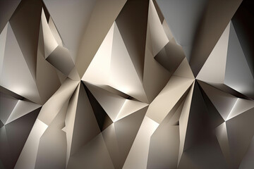 Brown and white geometric shape background, 3D, light, glow, shadow, gradient, modern, futuristic, triangle design wallpaper, backdrop