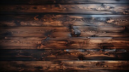  old wood texture background, Horizontally arranged wooden planks with deep brown tones and natural patterns. The polished finish accentuates swirls, waves, and knots. 