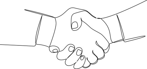 Handshake continuous one line drawing. Vector illustration