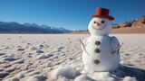 Fototapeta Na sufit - solitary snowman in the middle of the desert 