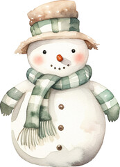Poster - Snowman watercolour illustration created with Generative AI technology