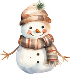 Poster - Snowman watercolour illustration created with Generative AI technology