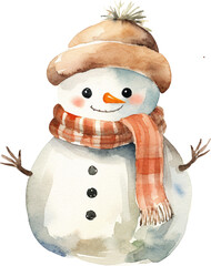 Poster - Snowman watercolour illustration created with Generative AI technology