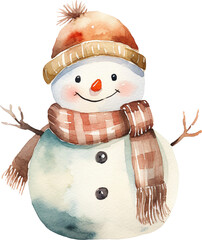 Poster - Snowman watercolour illustration created with Generative AI technology
