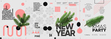 Merry Christmas And Happy New Year. 2024. Modern Minimalistic Christmas Banner. Vector Illustration With Elements Of Typography.