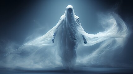 Wall Mural - An image of a translucent creepy Halloween ghost.