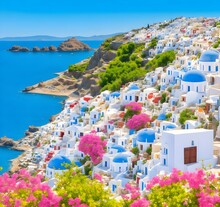 Towns Of Greece Rich In Flowers