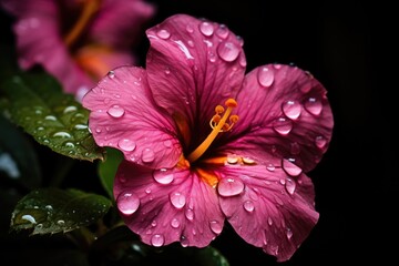 Sticker - Macro photography of flowers and raindrops