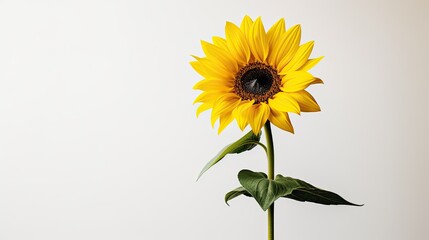 Wall Mural - Portrait beautiful sunflower isolated on white AI Generative