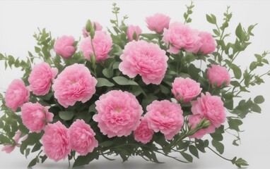  Pink flowers in white background from Generative AI