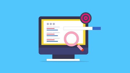 Wall Mural - search marketing concept, seo ranking on computer screen, targeting search engine users, internet bu